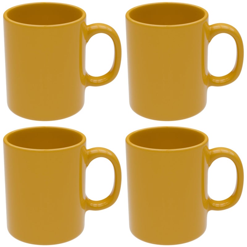Omniware Teaz Cafe 11 oz Classic Mug, Set of 4 - Vintage-Inspired Stoneware Coffee Cups, Retro Diner Aesthetic, Rustic Drinkware, Dishwasher Safe, Ideal for Tea or Espresso (Gold) - Image 1